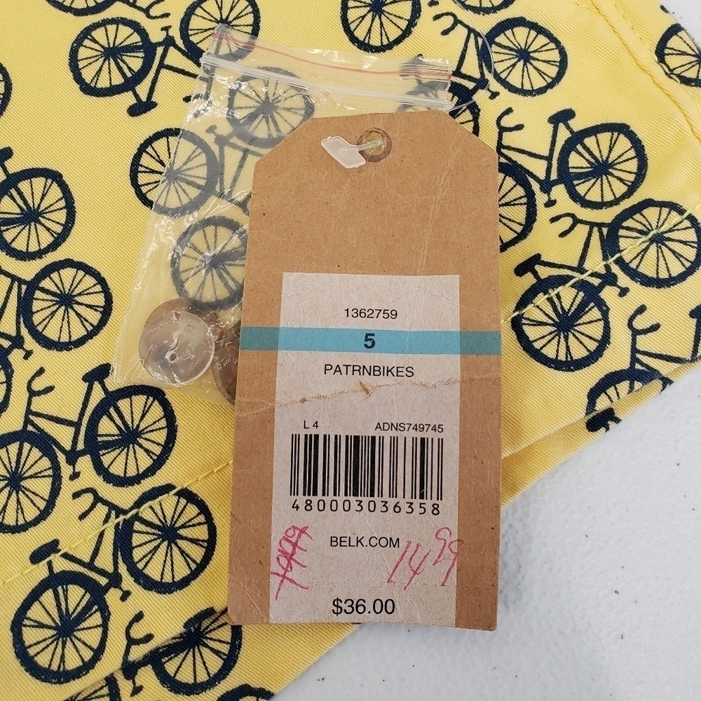 Red Camel Womens Bicycle Bike Print Yellow Shorts Size 5 - Picture 6 of 8